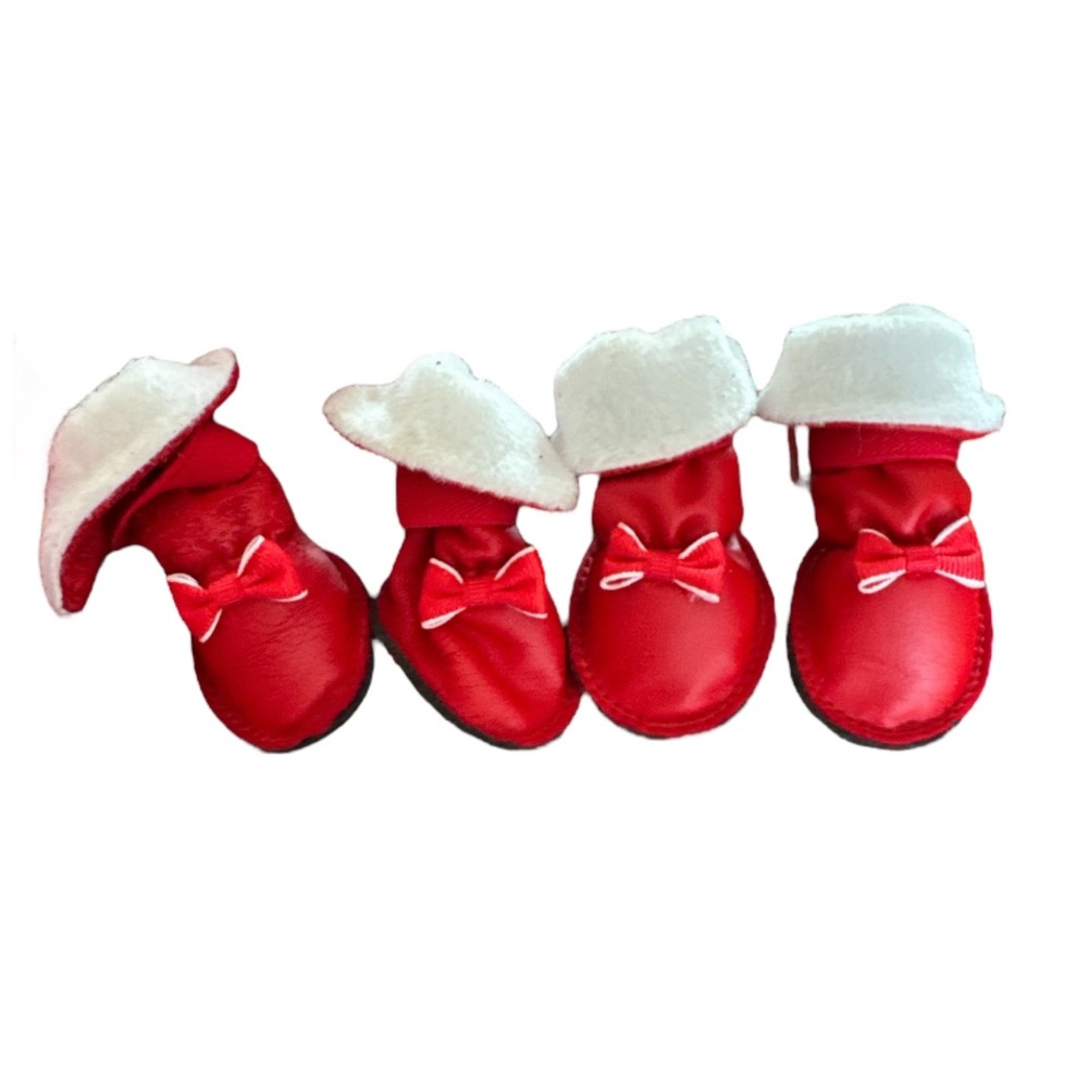 Red Dog Booties with White Trim